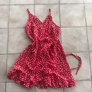Red polka dot mini dress